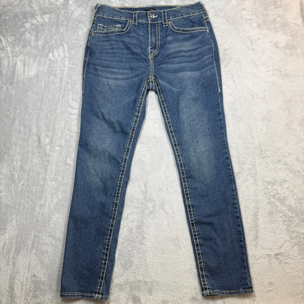 True Religion Rocco Big T Skinny Jeans Men 33 (Fits 34x32) Blue Denim